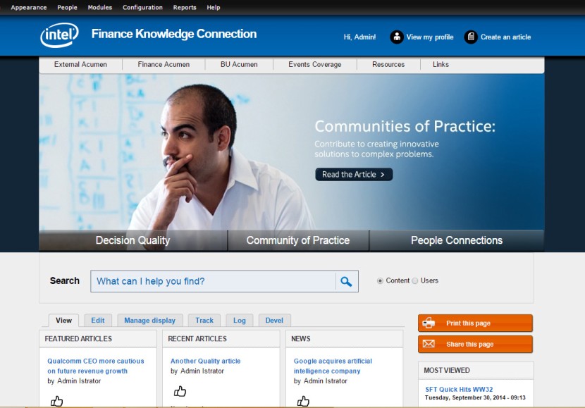 Intel Finance Website